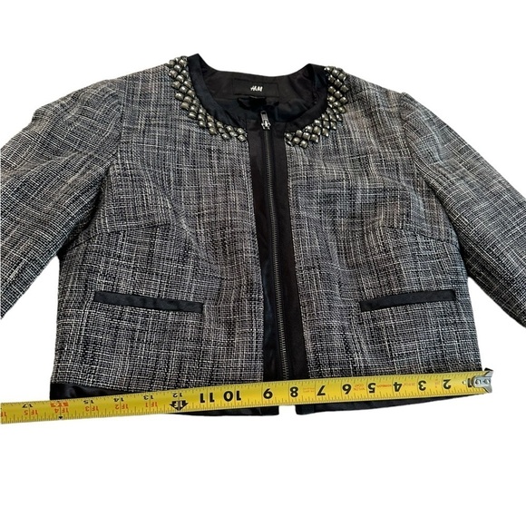 H&M Cropped Black White Blazer Size 8 - Picture 13 of 17